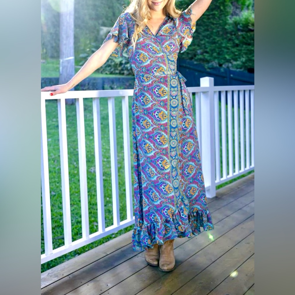 CIENNA Silk Maxi Wrap Dress